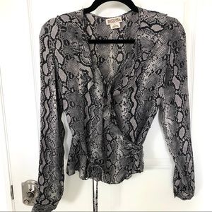 Vintage Michael Kors Silk Snakeprint Wrap Blouse